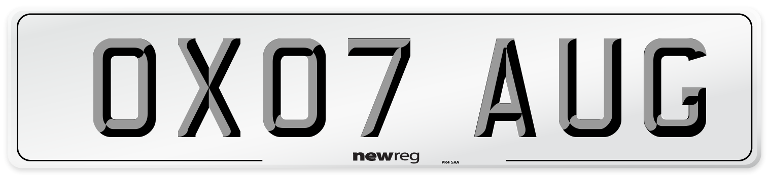 OX07 AUG Number Plate from New Reg